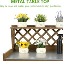 Garden Potting Benches & Tables,Outdoor Wooden Work Station W/Metal Table Top,Drawer,Large Bottom Shelf,Open Shelf Natural Wood-Natural Stained by GreenHaven Gardens
