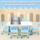 Children's Table and Chair Set Suitable for Boys and Girls Age 2-12 Height Adjustable Table top Can be Painted with 6 Seats Suitable for Family Learning Daily use (Sky blueBlue) by CozyNest Decor