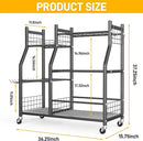 Ultrawall Garden Tool Organizer, Yard Tool Storage Rack for Garage Organization with Lockable Wheels, Garden Tool Stand for Rake, Brooms, Indoor & Outdoor Use by GreenHaven Gardens