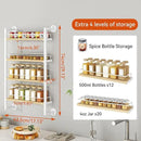 IBUYKE Spice Rack Wall Mount,4 Tier Hanging Seasoning Organizer,Spice Rack for Wall for up to 50 Jars,Spice Organization for Kitchen Cabinet,Living Room,Bathroom,Pantry,Natural TLJ016R by CozyNest Decor