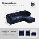 102.6" Modular Sectional Sofa, L Shaped Couch Set for Living Room, 3-Seater Comfy Cloud Couches with Movable Storage Ottoman,DIY Combination - Chenille Blue by CozyNest Decor
