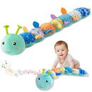 Baby Sensory Toys 0-12 Months, Plush Toys with Music and Rattle, Suitable for Newborn Baby Tummy time, can be Used as a Newborn Birthday, Holiday, Baptism Gift (Blue Caterpillar) by TinyTreasures Baby Boutique