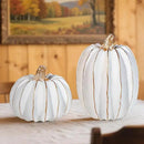 2Pcs Halloween Pumpkin Artificial Resin Pumpkins Decor for Mantel Harvest Autumn Tabletop Decoration Gold Fall Pumpkin Decorations Thanksgiving Table Centerpieces (Set C, ONE Size) by CozyNest Decor