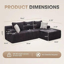 Hobestluk 96” Modular Sectional Sofa Couches L-Shape Couch 3 Seat Modular Sofa Memory Foam Sectional Couches for Living Room, Cloud Couch with Oversized Chaise (Grey, Stripe (Right Facing Chaise)) by CozyNest Decor