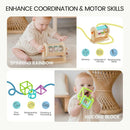 Tiny Land Montessori Baby Toy Set 4-6 Months – Early Learning Motor Skills Development Kit with 4-in-1 Soft Cloth Book, Spinning Rainbow Toy, Silicone Blocks and Baby Tissue Box by TinyTreasures Baby Boutique