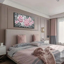 Large Pink Wall Art for Living Room- Pink and Black Peony Floral Canvas Wall Art Modern Framed Moody Black and White Wall Picture Flower Artwork Decor for Bedroom Dining Room Office 48x24 by CozyNest Decor
