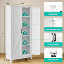 75" Tall Pantry Cabinet,Farmhouse Kitchen Pantry Storage Cabinets with 2 Doors and 5 Shelves,White Metal Storage Cabinet,Large Cupboard for Home,Kitchen,Dining/Living Room by CozyNest Decor