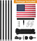 NELXINJO 20FT Sectional Flag Pole Kit, Heavy Duty Aluminum Outdoor In-Ground Flagpole, Black Ball Top, 3x5 USA Flag for Residential commercial Outdoor Garden(20FT, Black) by GreenHaven Gardens