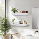 16"x6.8"x1.6" Slanted Floating Wall Shelves 2-Pack - Rustic White Finish, Heavy-Duty Solid Wood Design with Hidden Brackets - Perfect for Living Room, Kitchen, Bathroom, or Office by CozyNest Decor