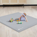 ANGELBLISS Baby Playpen Mat, Self-Inflating Play Mat for Babies and Toddlers, Roll Up & Waterproof Foam Crawling Mat for Floor, Portable Playmat for Babies with Travel Bag Grey (50×50in) by TinyTreasures Baby Boutique