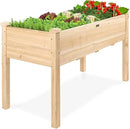Best Choice Products 48x24x30in Raised Garden Bed, Elevated Wood Planter Box Stand for Backyard, Patio, Balcony w/Bed Liner, 200lb Capacity - Natural by GreenHaven Gardens