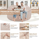 5FT Bean Bag Chair, Large Bean Bag Chairs with Memory Foam Filled, Fluffy Beanbag Sofa with Dutch Velvet Cover, Round BeanBag Chairs for Living Room, Playroom - Beige by TinyTreasures Baby Boutique