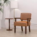 Accent Chair, PU Leather Living Room Chairs Oversized with Soft Seat and Armrests, Armchair for Bedroom, Dinning, Reading, Waiting Rooms (Leather Brown) by CozyNest Decor