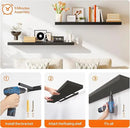 HOOBRO Floating Shelves for Wall, Wall Mounted Shelf Set of 2, 55" Hanging Shelf with Invisible Brackets, for Wall in Bathroom, Bedroom, Toilet, Kitchen, Living Room, Office, Black BK140BJP201 by CozyNest Decor