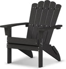 Folding HDPE Adirondack Chair, Weather-Resistant Patio Chair with Wide Armrests & High Backrest, Fire Pit Chair for Garden, Backyard, Porch - Black by GreenHaven Gardens