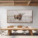 Farmhouse Highland Cow Wall Decor on Canvas with Framed Large Landscape Brown Artwork for Bedroom Living Room Office Decor 29x58 Inch by CozyNest Decor