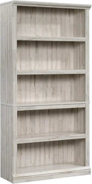 Sauder 5 Tier Book Shelf Wooden Bookcase Multipurpose Bookshelf for Home Office, Living Room, in White Plank by CozyNest Decor