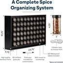 AllSpice Spice Rack Organizer, Wood, 525 Unique Labels, Countertop or Wall Mount, Includes 60 4oz Jars- Matte Black by CozyNest Decor