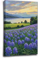 The lavender scenery all over the lake at sunset is suitable for posting in the living room bedroom office landscape poster wall painting by CozyNest Decor