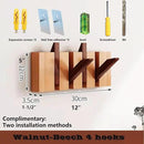 Wall Mounted Piano Key Hanger | Flip Style Hook | Entrance Wall Art Hook, Made of Oak Wood (3 Times Painted, 4 Times Polished) (Walnut-Beech, 4Hooks) by CozyNest Decor