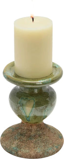 Creative Co-Op 2-Tone Sculptural Terracotta Pillar Candle Holder, Distressed Green by CozyNest Decor