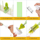 Portable Baby Bottle Brush Set - 7 in 1 Baby Bottle Cleaner Kit, Baby Travel Essential Bottle Washing Kit with Silicone Bottle Brush, Nipple Brush, Straw Brush, Drying Rack for Home and Travel (Green) by TinyTreasures Baby Boutique