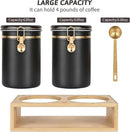 Yangbaga 304 Stainless Steel Coffee Canisters for Ground Coffee,2 x 63OZ Coffee Container with Shelf Coffee Bean Storage, Food Storage Jar with Gold Airtight Locking Clamp and Spoon for Kitchen by CozyNest Decor