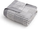 Amélie Home Chenille Knit Throw Blanket for Couch, Checkered Texture Decorative Soft Blanket for Sofa, Bed & Living Room, 50"x60", Grey & White by CozyNest Decor