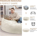 7FT Bean Bag Chair, Large Bean Bag Chairs with Memory Foam Filled, Fluffy Beanbag Sofa with Dutch Velvet Cover, Round BeanBag Chairs for Living Room, Playroom - Beige by TinyTreasures Baby Boutique