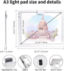 Rechargeable A3 Diamond Art Light Board,Light Pad with Stand and Clip,3 Colors Stepless Dimmable and 6 Levels of Brightness Light Box for tracing,Diamond Painting,Drawing,Sketching(White) by TinyTreasures Baby Boutique