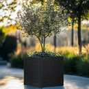 LEWIS&WAYNE Large Square Planter Box Handmade Wicker Tall Planters for Outdoor Plants with Removable Liners Modern Planter for Indoor Outdoor Garden Patio Front Porch - Black, 17''x17''x18'' by GreenHaven Gardens