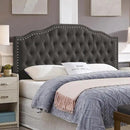 24KF Upholstered Button Tufted Queen Headboard with Nailhead Trim, Elegant Boucle Fabric Full headboard, 6031-Q-Boucle-Dark Gray by CozyNest Decor