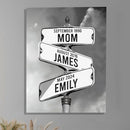 Personalized Gifts for Mom Family Names Street Custom Multi-Name Date of Birth Vintage Street Sign Happy Mothers Day Canvas Wall Art Best Christmas Gifts for Mommy from Daughter Son Children Kids