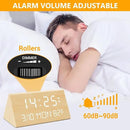 Kogonee Wooden Digital Alarm Clock, 0-100% Dimmer, 2 Alarm Settings, Weekday/Everyday Mode, 9 Mins Snooze, 12/24H, Temperature and Date Display for Office, Travel, Bedroom Alarm Clock (Bamboo) by CozyNest Decor