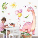 Large Pink Dinosaur Wall Decals Cartoon Dino Balloon Flower Wall Stickers Peel and Stick Wall Art Decor for Girls Baby Nursery Kids Bedroom Playroom Classroom Toddlers Wall Decor by TinyTreasures Baby Boutique