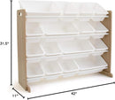 Humble Crew Supersized Toy Storage Organizer with 16 Removable Bins, Natural/White – Large Toy Storage for Toddlers Ideal for Kids' Rooms, Playrooms, and Nurseries - Modern Toy Bins for Kids by TinyTreasures Baby Boutique