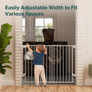 Cumbor 34" Extra Tall No Bottom Bar Baby Gate for Stairs, Auto Close Dog Gate Indoor for Larger Pets, 31.6-48" Hardware Mounted Safety Gate for Doorways, Wide Walk Thru Door for Easy Access (White) by TinyTreasures Baby Boutique