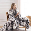 Cozy Faux Fur Throw Blanket for Couch-Warm Fuzzy Throw Blanket, Soft Plush Thick Bubble Blankets for Bedroom and Living Room, Furry Luxury Blanket, 50 x 60,Tie-Dye Grey by CozyNest Decor