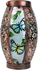 Butterfly Solar Lanterns Glass & Metal Hanging Light Outdoor Waterproof Tabletop Lamp with Hollowed-Out Design for Garden Patio Table Decor by GreenHaven Gardens