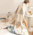 100% Cotton Throw Blankets for Couch Bed Chair Sofa,Cotton Quilt Throw Woven Boho Bed Blankets,Versatile Knit Woven Super Soft Decorative Blanket for Women,80''Wx 90''L by CozyNest Decor