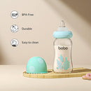YOHKOH Natural Glass Baby Bottle with Natural Response Nipple, Newborn Anti-Colic Baby Bottles, Wide Neck Mushroom Cap Baby Bottle, Clear ((5.4oz (Pack of 2), Blue-A) by TinyTreasures Baby Boutique