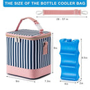 Breastmilk Cooler Bag with Ice Pack Fits 6 Baby Bottles Up to 9 Ounce, Baby Bottle Bag with Shoulder Strap for Nursing Mom Daycare, Straps by TinyTreasures Baby Boutique