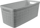 Curver Jute Decorative Plastic Organization and Storage Basket Perfect Bins for Home Office, Closet Shelves, Kitchen Pantry and All Bedroom Essentials, Set of 8 Grey by TinyTreasures Baby Boutique