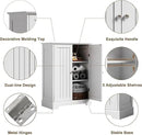 ChooChoo Bathroom Floor Cabinet, Modern Bathroom Storage Cabinet with 2 Doors and Adjustable Shelves, Freestanding Cupboard for Living Room, White by CozyNest Decor