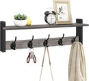 Homode Wall Hooks With Shelf, 24 Inch Coat Rack Wall Mount for Entryway, Clothes, Backpack, Key, Purse - Floating Shelf Hanging in Bathroom, Bedroom, Hallway, Rustic Grey by CozyNest Decor