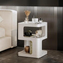 Modern Side Table,White end Table,Unique nightstand,Bedside Table,Metal 3-Tier Night Stand with Storage,Accent Side Table for Couch,Bedroom,Living Room.No Assembly Required. by CozyNest Decor