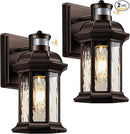 VIANIS Outdoor Light Fixture with Motion Sensor, 2 Packs Oil Rubbed Bronze Dusk to Dawn Exterior Garage Wall Sconce Lighting, 100% Aluminum Outside Porch Lights for House with Tempered Ripple Glass by GreenHaven Gardens