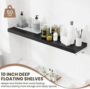 Fun Memories 10 Inch Deep Shelves, Floating Shelves for Wall 48 Inches Long, Wood Floating Shelves for Wall, Large Storage Shelves Wall Mount for Living Room Bedroom, Black, Set of 1 by CozyNest Decor