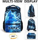 Custom Wolf Backpack for Boys Kids - 17 Inch Personalized Lightning Backpack for School Kindergarten Elementary Primary Senior Middle - Durable Cool Schoolbag with Name by TinyTreasures Baby Boutique