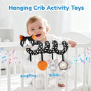 Car Seat Toys for Babies 0-6 Months,Hanging Rattle Toys for Crib Mobile, Baby Spiral Hanging Stroller Black and White High Contrast Toys for Newborn 0 3 6 9 12 Months Baby Boys Girls (Cat) by TinyTreasures Baby Boutique